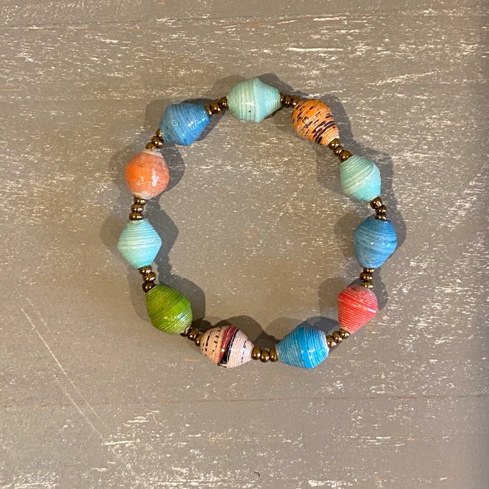 Handmade in Africa with Paper Stretch Bracelet Colorful